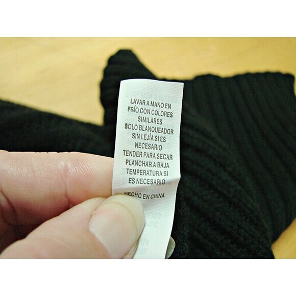 A New Day Scarf Black Ribbed Knit Long 78" Length Gray Pearl Accent Soft Acrylic - Picture 7 of 11